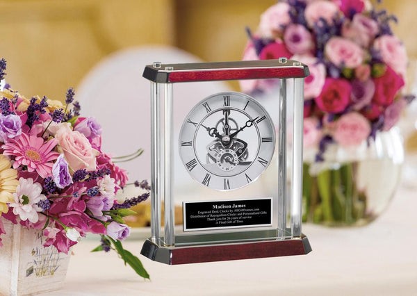 Engraved Personalized Clock Mantel Birthday Wedding Anniversary Service Award