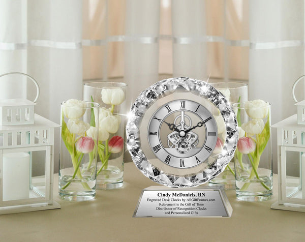 Personalize crystal diamond clock award congrats congratulation anniversary love