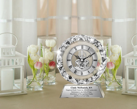 Personalize crystal diamond clock award congrats congratulation anniversary love