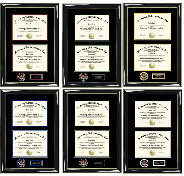 Double Major Two Degree Diploma Frame Graduate 3D Medal Display Case Holder Engrave Wood Matted Frames Graduation Gift Dual Certificate Grad