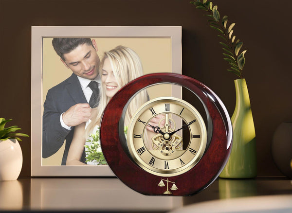 Juris doctorate law school student graduation law scale desk clock gift lawyer