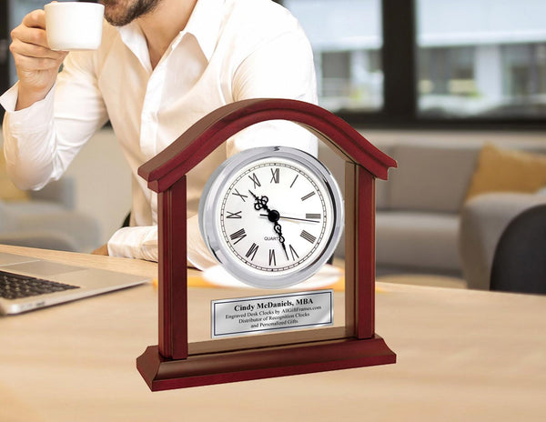 Arch Engraved Desk Clock Anniversary Wedding Retirement Employee Service Award