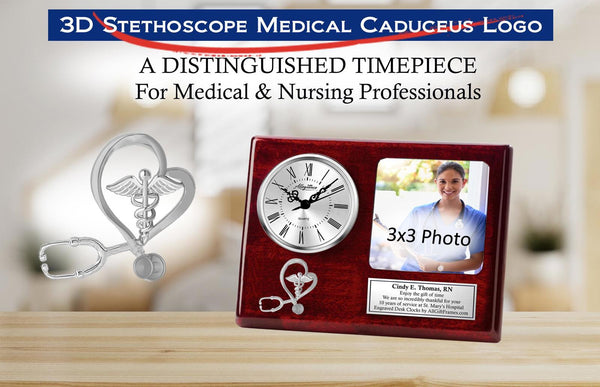 Engraved desk picture frame clock retirement nurse photo award gift RN MD doctor