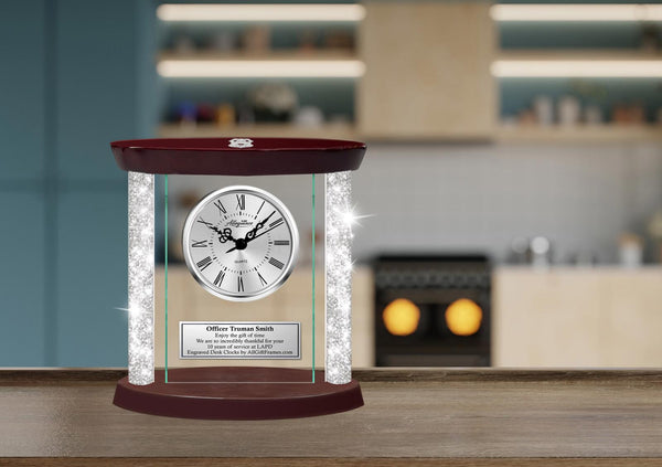Personalize law enforcement police officer gift engrave desk clock policeman