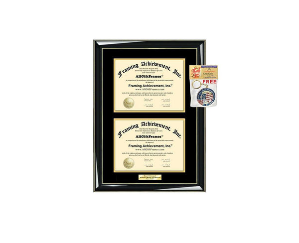Engrave Two Diploma Frame Certificate Holder Case Graduate Document License College State Board Graduation University Degree Framing