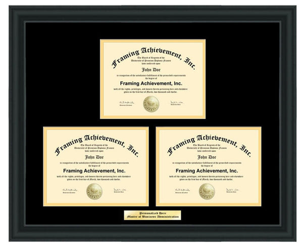 State Board Engraved Diploma Frame Triple Degree Framing Document University College License Certification Certificate Holder Display Etched Plaque Personalized