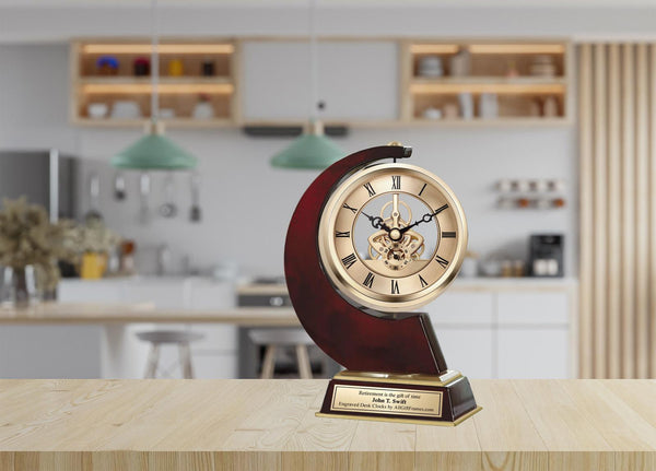 Engraved gold gear wedding anniversary clock retirement birthday employee gift