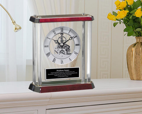 Engraved Personalized Clock Mantel Birthday Wedding Anniversary Service Award