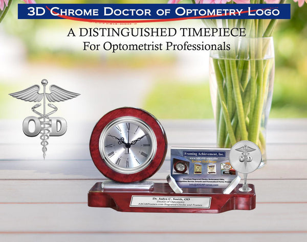 Engrave doctor of optometry gift desk clock business card holder optometrist