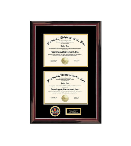 Dual Certificate Frame Double License State Board College Diploma Frame Military Two Documents Degree Framing Award Medal Shadow Box Case Holder