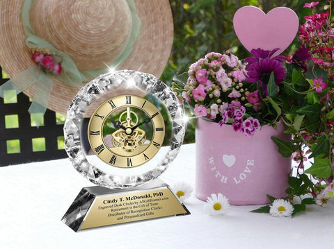 Diamond clock engrave personalized congratulation wedding anniversary gift etch