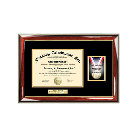 University Diploma Frame with Medallion Box Medal Ribbon Holder Case Framing Medals College Degree Military School Certficate Graduation