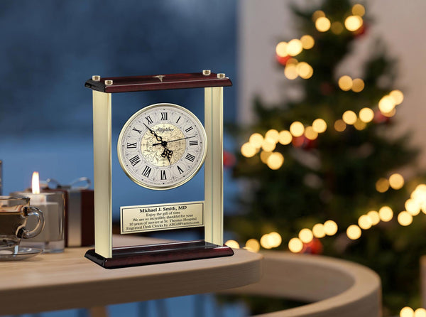 Medical caduceus gift gold plaque desk clock nursing school student graduation