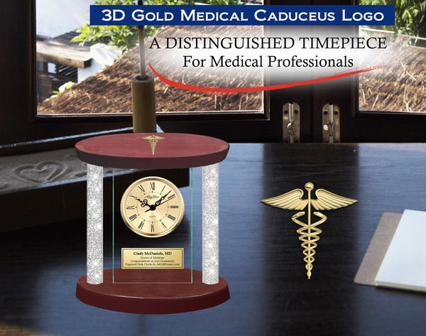 Medical caduceus desk clock doctor medicine physician retirement nurse award