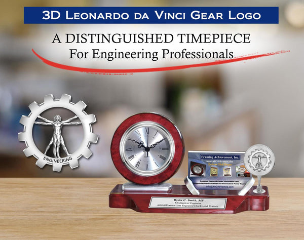 Engineer gift desk clock business card holder engineering school employee award