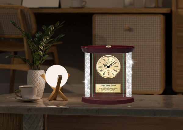 Police officer desk clock law enforcement award retirement promotion gift grad