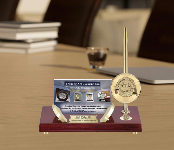 Engrave business card holder pen CPA congratulation Certified Public Accountant
