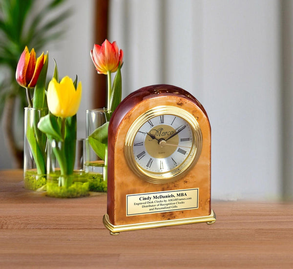 Engraved Employee Recognition Gift Veneer Clock Office Coworker Boss Plaque