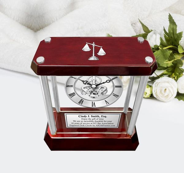Attorney lawyer engrave clock law school student graduation gift retirement