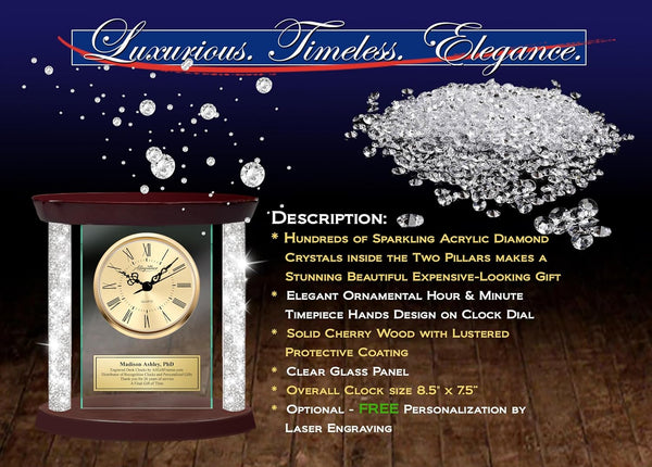 Personalized Romantic Gift Boyfriend Girlfriend Love Wife Husband Desk Engraved Diamond Clock Retirement Present Employee Years Month Service Award