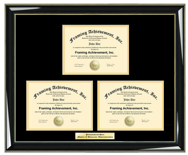 State Board Engraved Diploma Frame Triple Degree Framing Document University College License Certification Certificate Holder Display Etched Plaque Personalized