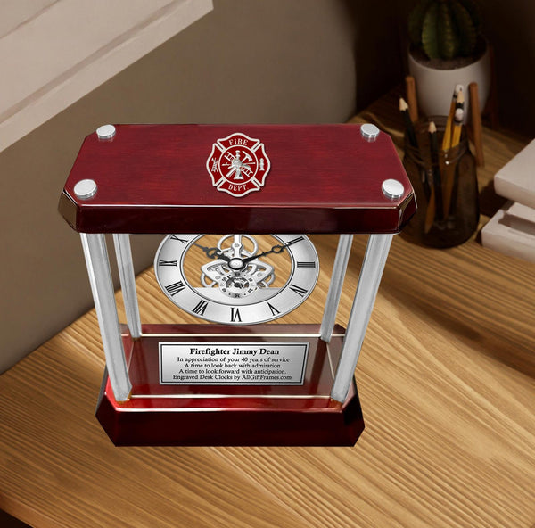 Firefighter Engrave Clock Award Fire Academy Graduation Gift Retirement Fireman
