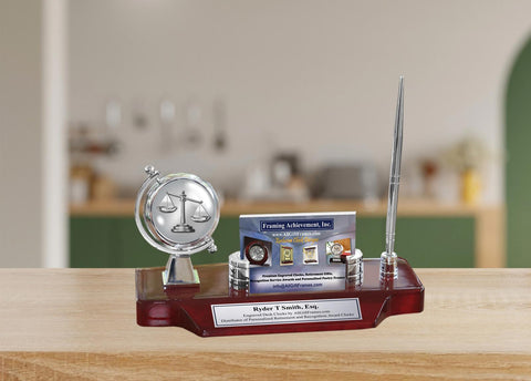 Law office desk clock custom name plate pen set attorney lawyer juris doctorate