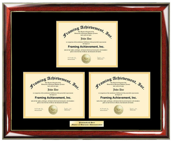 State Board Engraved Diploma Frame Triple Degree Framing Document University College License Certification Certificate Holder Display Etched Plaque Personalized