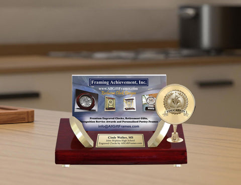 Teacher gift engrave business card holder educator desk name plaque mentor coach