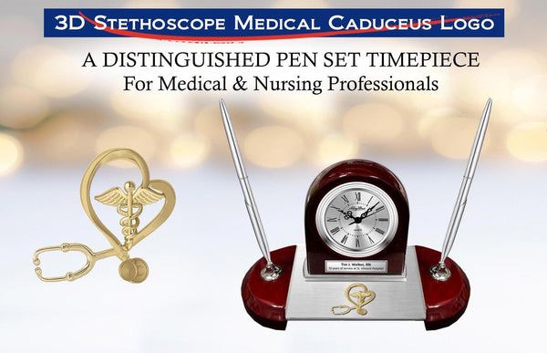 Personalize physician doctor nurse desk clock office name plate pen set nursing