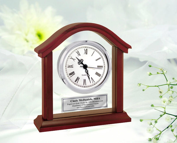 Arch Engraved Desk Clock Anniversary Wedding Retirement Employee Service Award