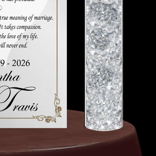 Personalized wedding anniversary table plaque crystal diamond column love wife husband congratulation present girlfriend boyfriend marriage