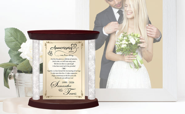 Personalized wedding anniversary table plaque crystal diamond column love wife husband congratulation present girlfriend boyfriend marriage