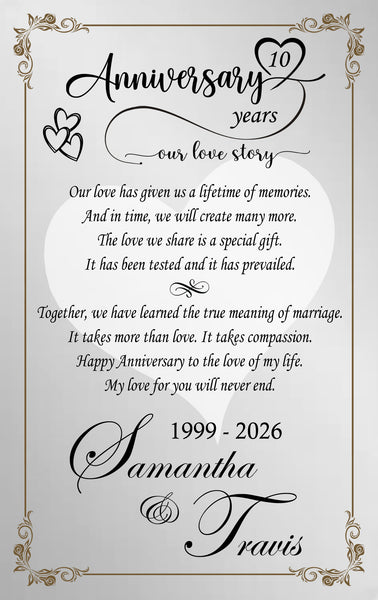 Personalized wedding anniversary table plaque crystal diamond column love wife husband congratulation present girlfriend boyfriend marriage