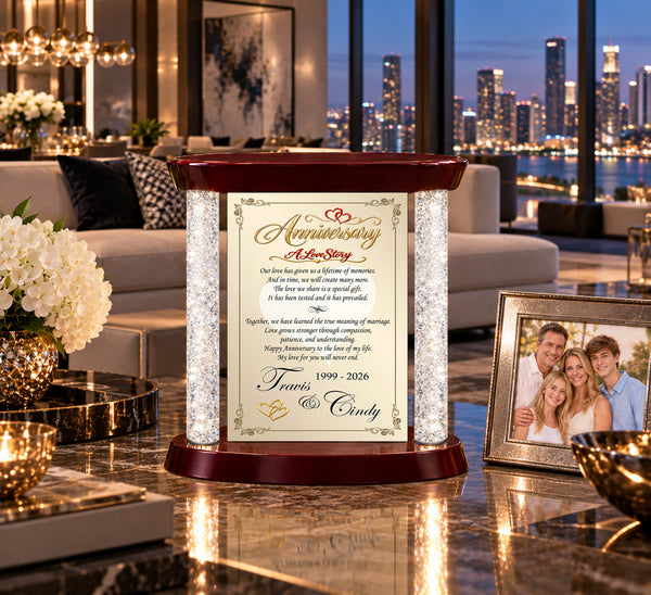 Personalized wedding anniversary table plaque crystal diamond column love wife husband congratulation present girlfriend boyfriend marriage