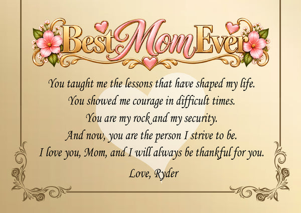 Desk clock mom gift daughter son mother day birthday thank you appreciation love plaque unique graduate support wedding