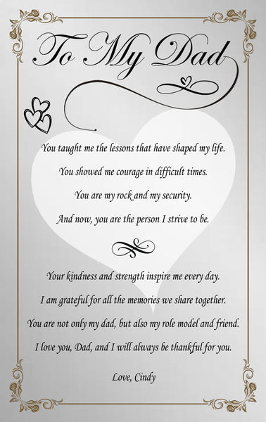Dad thank you gift personalize plaque father day love appreciation retirement birthday son daughter
