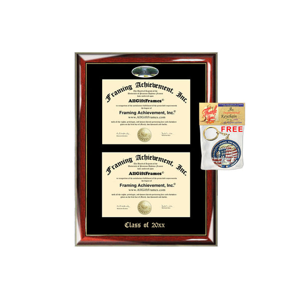 Double Certificate Frame University of La Verne ULV School Embossed Fisheye Campus Photo Dual School Two College Majors Custom Diploma Holder
