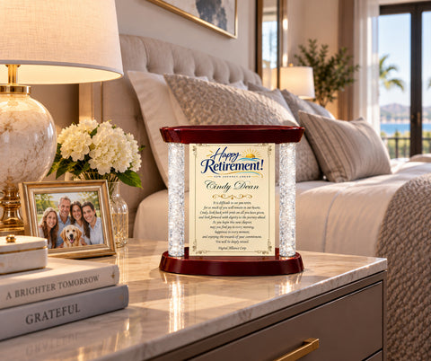 Congratulation employee retirement plaque gift years service award coworker going away diamond personalized gold plaque