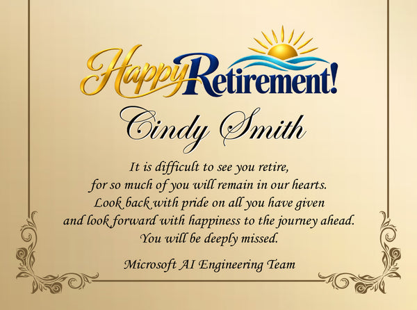 Retirement clock years of service award gift desk plaque appreciation employee coworker boss going away present