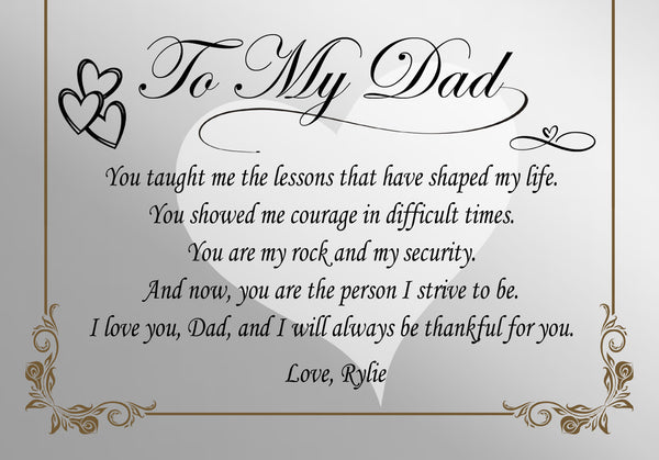 Desk clock dad gift daughter son Father's Day birthday retirement thank you appreciation plaque graduation support