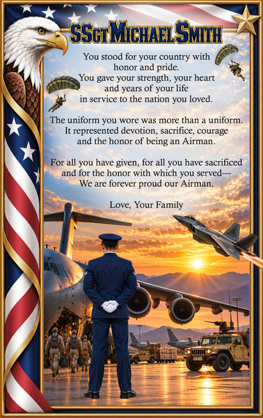 Military serviceman retirement airman promotion USAF desk plaque appreciation congratulation air force veteran birthday years service award