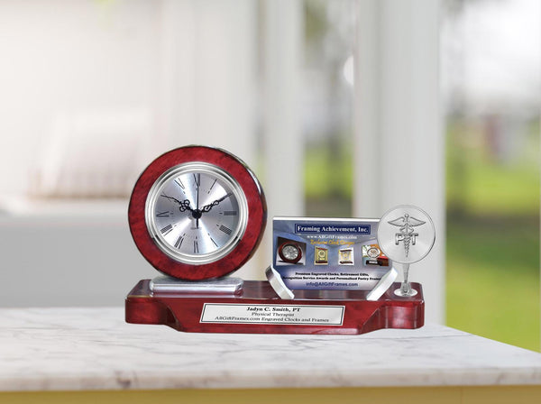 Physical therapist gift desk clock business card holder DPT physical therapy