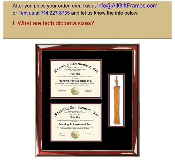 University graduation tassel diploma frame with two degree high school college certificate document framing tassel holder plaque shadowbox