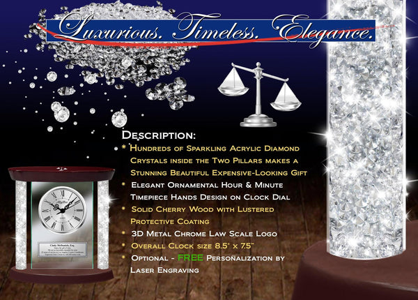 Lawyer attorney at law gift desk clock school graduation judge bar passing etch