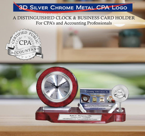 CPA gift desk clock business card holder school Certified Public Accountant