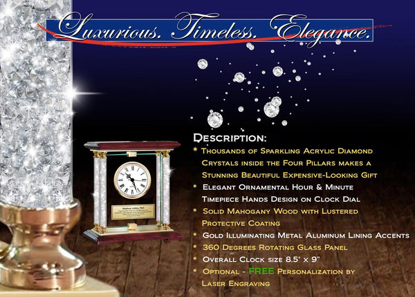 Diamond Desk Clock Executive Boss Retirement Service Award Employee Coworker