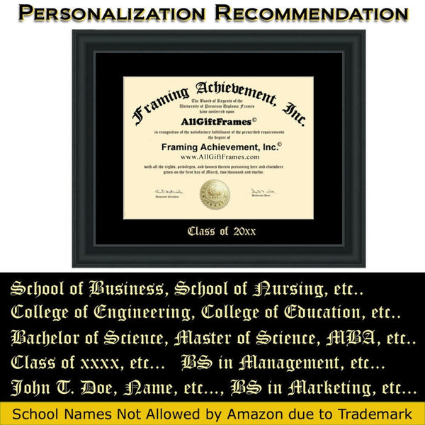 Single College Diploma Frame Collegiate University Degree Framing High School Graduation Gift Graduate Emboss Certificate