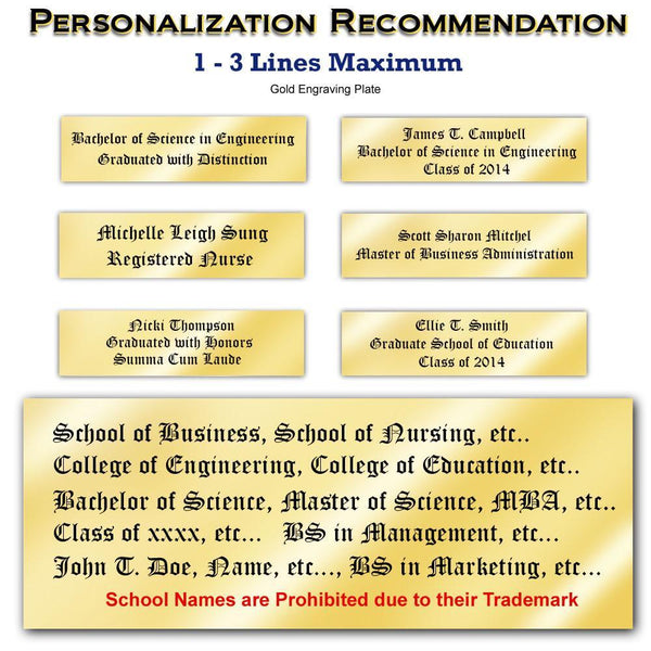 Engrave Two Diploma Frame Certificate Holder Case Graduate Document License College State Board Graduation University Degree Framing