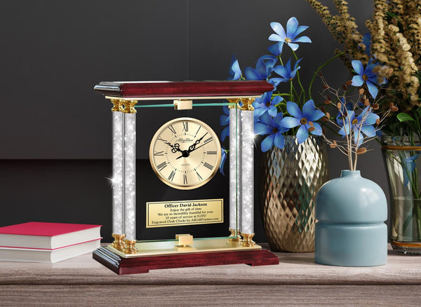 Law enforcement promotion retirement police officer engrave desk clock policeman